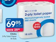 Clicks 2-Ply Toilet Paper 18 Rolls-Per Pack