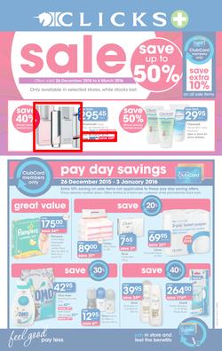 Clicks : Sale (26 Dec - 6 Mar 2016), page 1