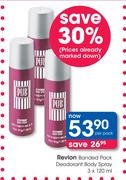 Revlon Banded Pack Deodorant Body Spray-3x120ml Per Pack