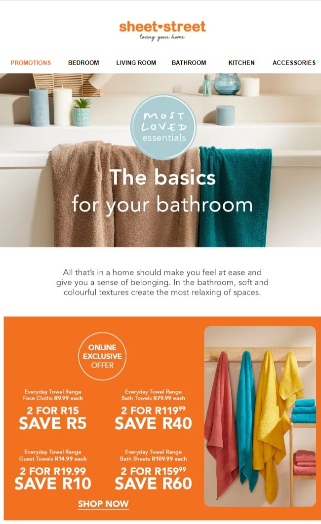 Towels at sheet street store