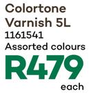 Colortone Wood Varnish 5Ltr- Each