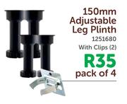 150mm Adjustable Leg Plinth With Clips(2) 1251680-Pack Of 4
