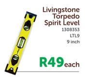 Livingstone Torpedo Spirit Level 9 Inch LTL9 1308353