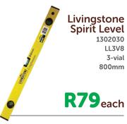 Livingstone Spirit Level 3 Vial 800mm LL3V8 1302030