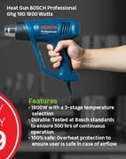 Bosch Professional Ghg 180 1800 Watts Heat Gun-Each