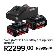 Bosch GBA 18V 2 x 4.0 Ah Battery & Charger Mini Starter Kit