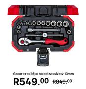 Gedore Red 16 Pc Socket Set Size 4-13mm