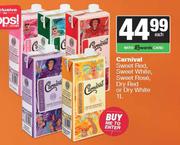 Carnival Sweet Red, Sweet White, Sweet Rose, Dry Red Or Dry White-1Ltr Each