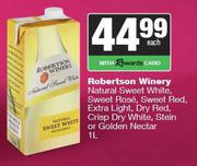 Robertson Winery Natural Sweet White/Rose/Red,Extra Light,Dry Red,Crisp Dry White,Stein/Nectar-1L EA
