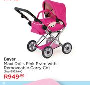 Bayer Maxi Dolls Pink Pram With Removable Carry Cot
