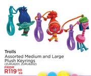 Trolls Assorted Medium & Large Plush Keyrings ZURU6201, ZURU6202-Each