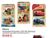 Educa Assorted Puzzles 25-50 Pieces EDU16949, EDU16795, EDU17237, EDU17173-Each