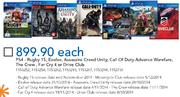 PS4 Rugby 15,Evolve Assassins Creed Unity,Call Of Duty Advance Warefare,The Crew,FarCry4Or DriveClub