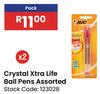 Bic Crystal Xtra Life Ball Pens Assorted-2's