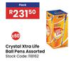 Bic Crystal Xtra Life Ball Pens Assorted-60's