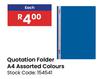 Quotation Folder A4 Assorted Colours-Each