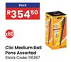Bic Clic Medium Ball Pens Assorted-60's Pack