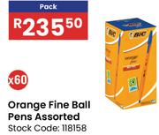 Bic Orange Fine Ball Pens Assorted-60's Pack