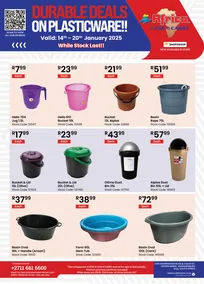 Africa Cash And Carry : Durable Deals On Plasticware (14 January - 20 January 2025 While Stocks Last)