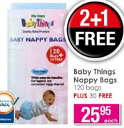 Baby Things Nappy Bags 120 + 30 Free Bags-Each