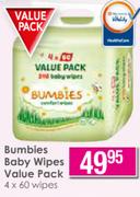 Bumbies Baby Wipes Value Pack-4x60 Wipes