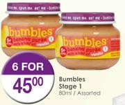 Bumbles Stage 1 Assorted-6x80ml