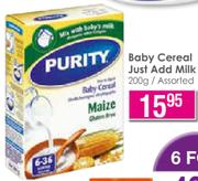 Purity Baby Cereal Just Add Milk Assorted-200g