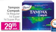 Tampax Compak 16 Regular 16 Super 16 Super Plus-Each
