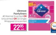 Libresse Pantyliners 40 Normal Scented Or Unscented Or 22 Single Wrapped Unscented-Each