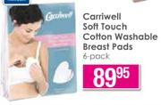Carriwell Soft Touch Cotton Washable 6 Pack Breast Pads