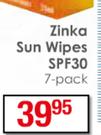Zinka Sun Wipes SPF30 7 Pack