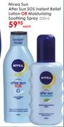 Nivea Sun After Sun SOS Instant Relief Lotion Or Moisturising Soothing Spray-200ml Each