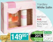 Yardley White Satin EDT 15ml+ Perfumed Body Spray 90ml