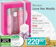 Revlon Love Her Madly Edt 27ml+ Perfumed Body Spray 90ml+ Perfumed Body Lotion 250ml