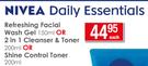 Nivea Refreshing Facial Wash Gel-150ml Or 2-In-1 Cleanser And Toner-200ml Or Shine Control Toner-200