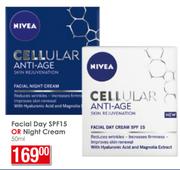 Nivea Cellular Anti Age Facial Day SPF 15 Or Night Cream-50ml