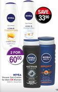 Nivea Men Shower Gel/Cream For Men Or Women Assorted-2 x 500ml