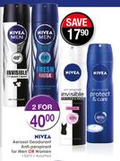 Nivea Aerosol Deodorant Anti Perspirant For Men Or Women Assorted-2 x 150ml