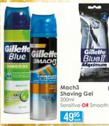 Gillette Mach 3 Shaving Gel Sensitive Or Smooth-200ml Each