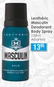 Lentheric Masculin Deodorant Body Spray Assorted-150ml