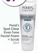 Pond's Spot Clear Even Tone Facial Foam + Scrub-50ml