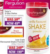 Tony's Ferguson Low Carb Flavoured Shake Powder Assorted-500g