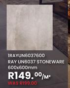 1RAYUN6037600 RAY UN6037 Stoneware 600 x 600mm-Per Sqm
