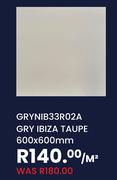 GRYNIB33R02A Gry Ibiza Taupe 600 X 600mm-Per M²