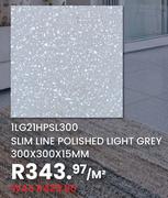 1LG21HPSL300 Slim Line Polished (Light Grey)  300 x 300 x 15mm-Per M²