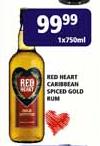 Red Heart Caribbean Spiced Gold Rum-1x750ml