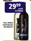 Tall Horse Sauvignon or Merlot-750ml Each