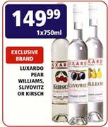 Luxaro Pear Williams, Slivovitz Or Kirsch-750ml