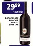 Du Toitskloof Pinotage Merlot Ruby Cab-1X750ml Each