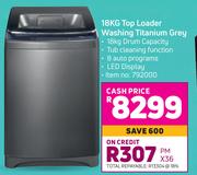 Hisense 18Kg Top Loader Washing Titanium Grey